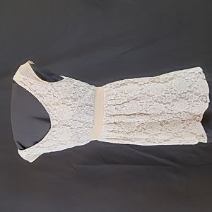 American Eagle Cream/Ivory Crochet Lace Sleeveless Above Knee Dress Sz 4 Keyhole